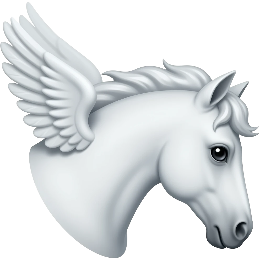 A white horse face on right side and flying with wings emoji