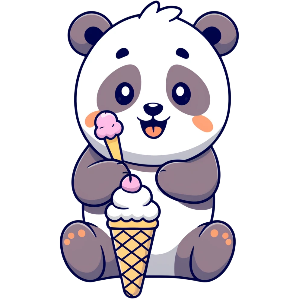 Panda eating ice cream emoji
