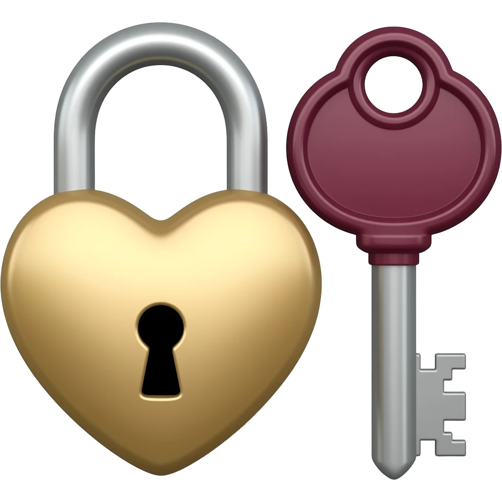 beige heart-shaped lock and key burgundy emoji