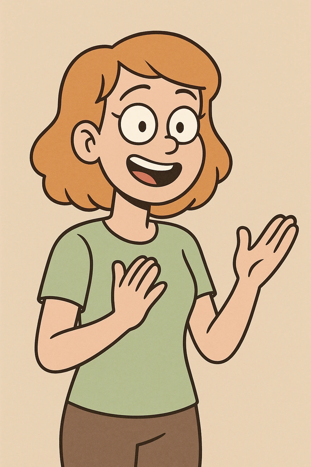 a girl in a cartoon style, cheerful expression emoji