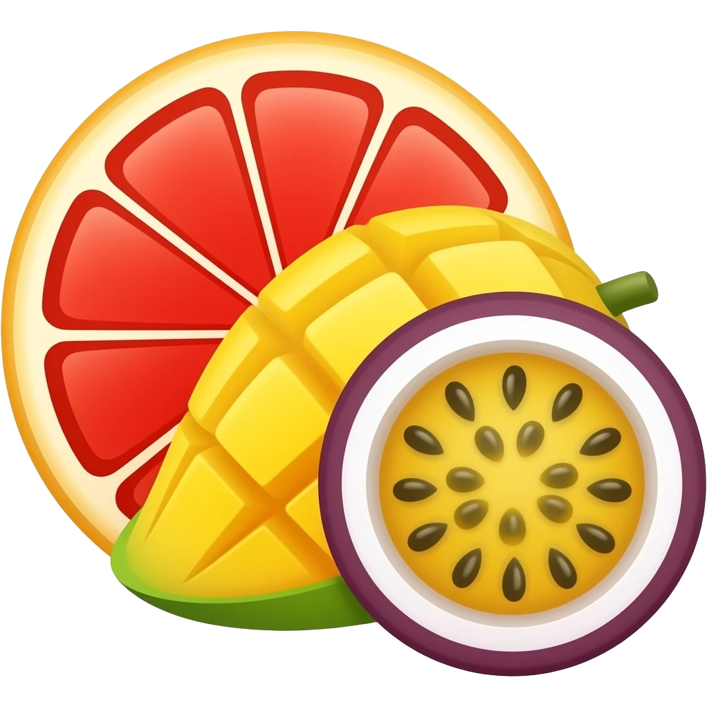 create an emoji that fits to sarti (blood orange, mango, passion fruit), without that green stuff emoji