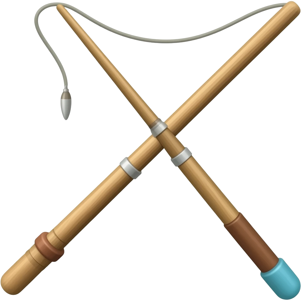 simple stick pole with line attached to small bobber emoji