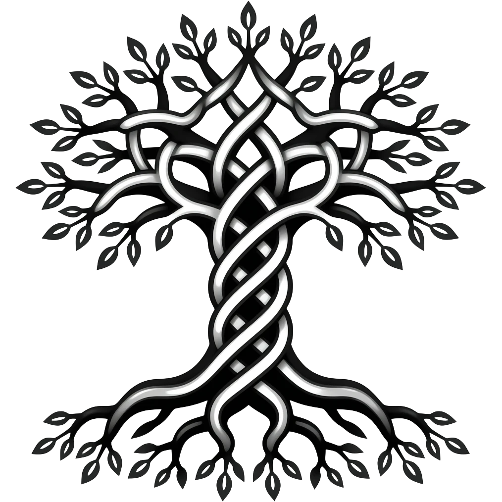Calm black white  plain simple  one Asthetic Yggdrasil emoji