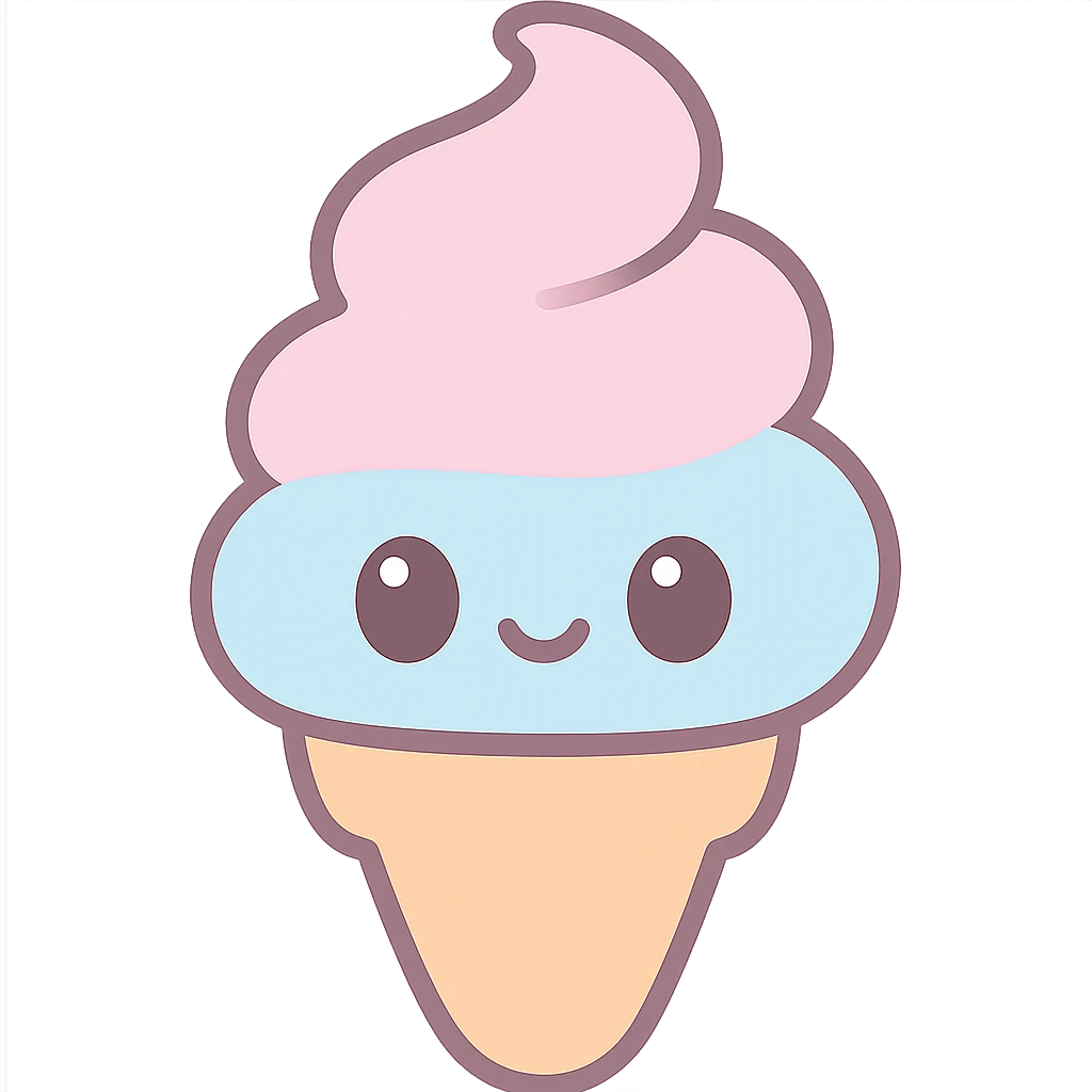 kawaii style pastel ice cream cone emoji