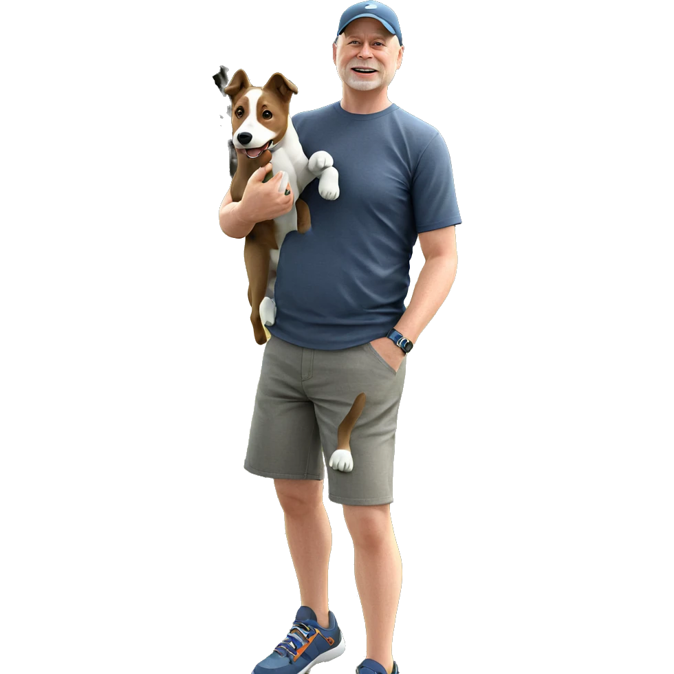 boy with dog in nature emoji