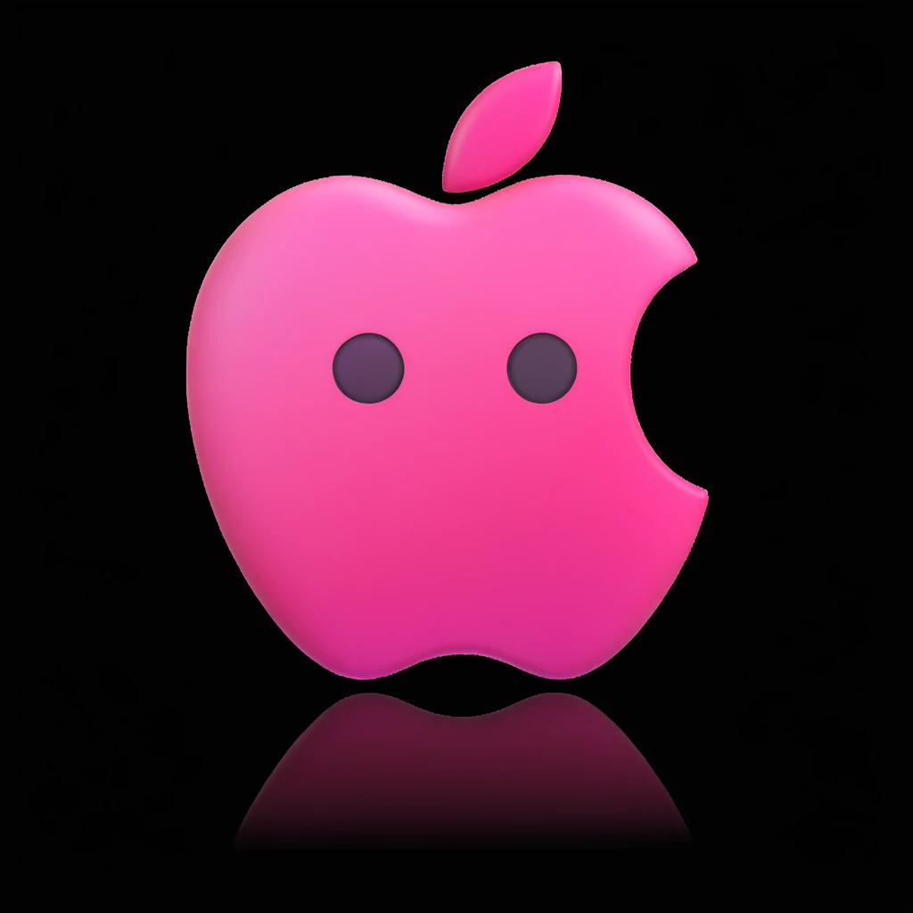 Change the iPhone 15 to pink color with a visible Apple logo in 3D emoji style. Keep the white background. emoji