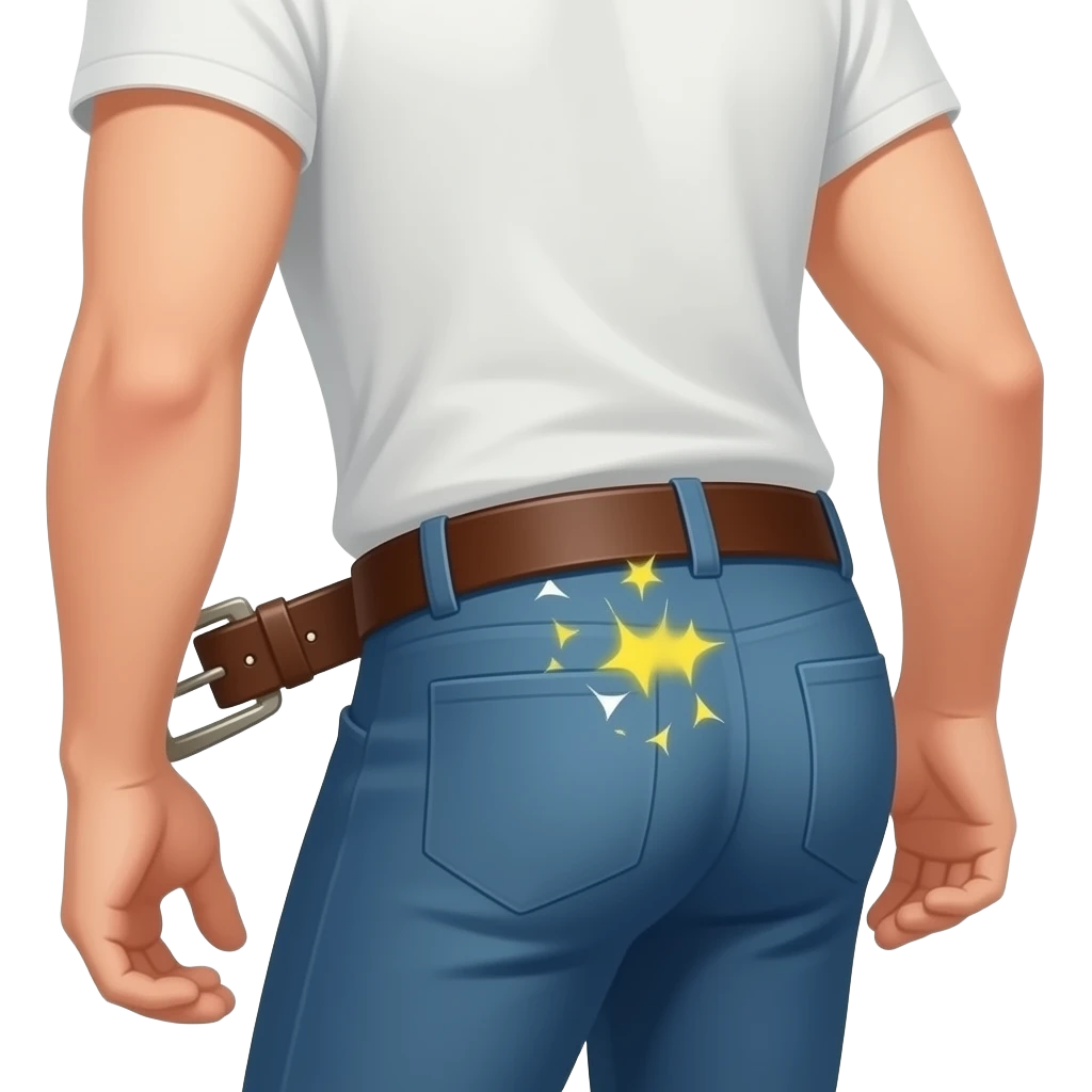 Person getting hit in the butt with a brown belt emoji