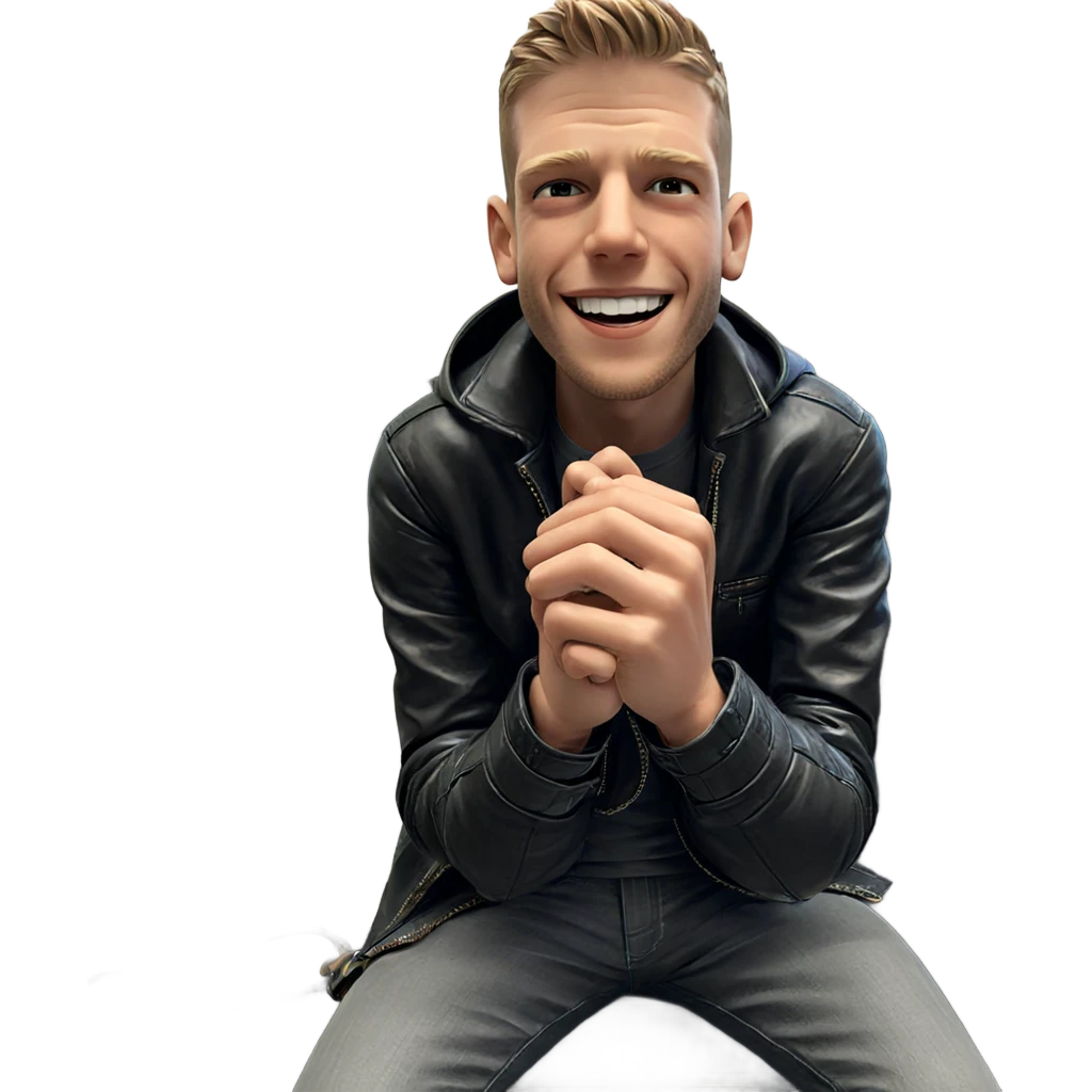 smiling boy in leather jacket emoji