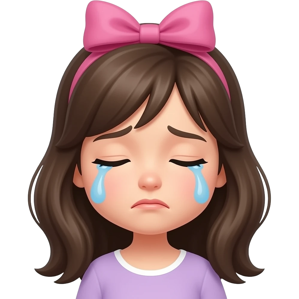 Crying emoji with hair bow 😭🎀 emoji