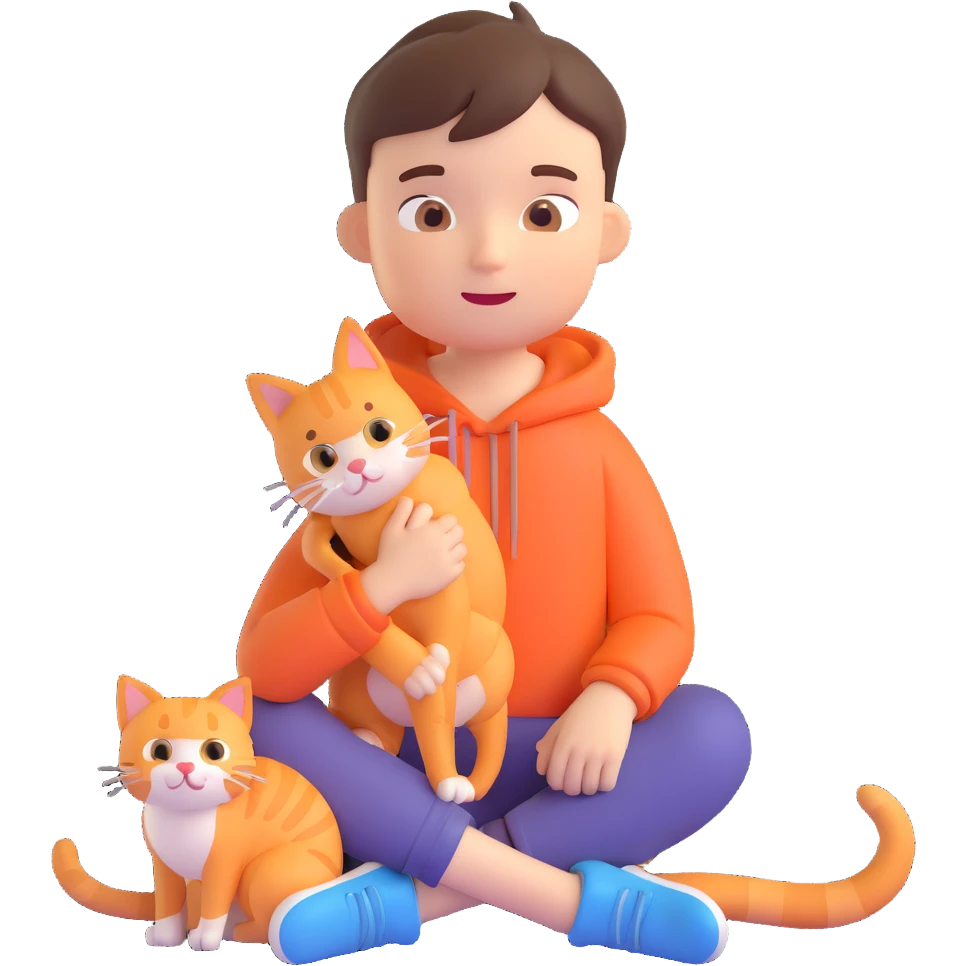 boy and cat pet emoji