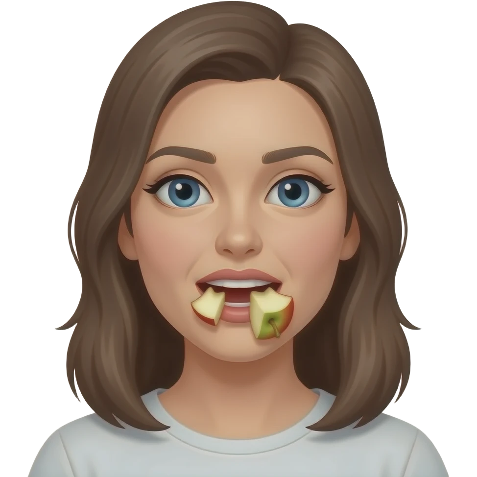 She spit the pieces of the bitten apple emoji