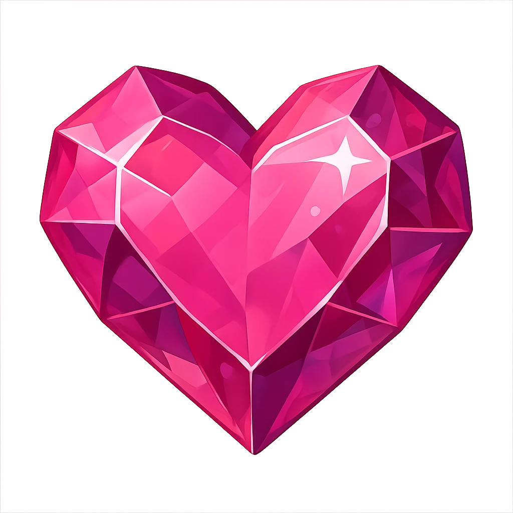 heart with a pink crystal gem look, clean digital illustration, no background emoji