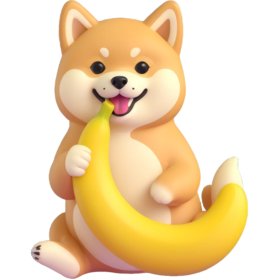shiba inu eating banana emoji