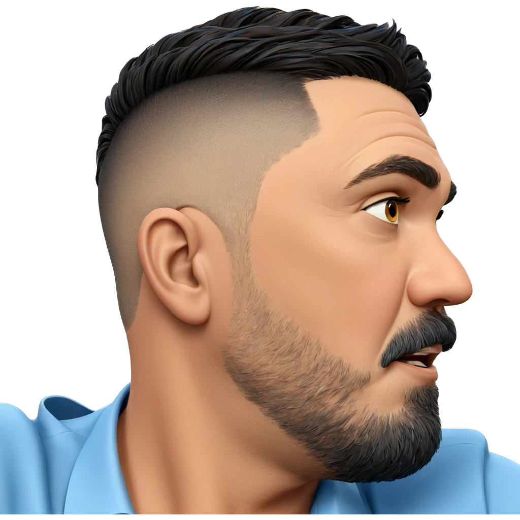 mature male portrait in blue emoji