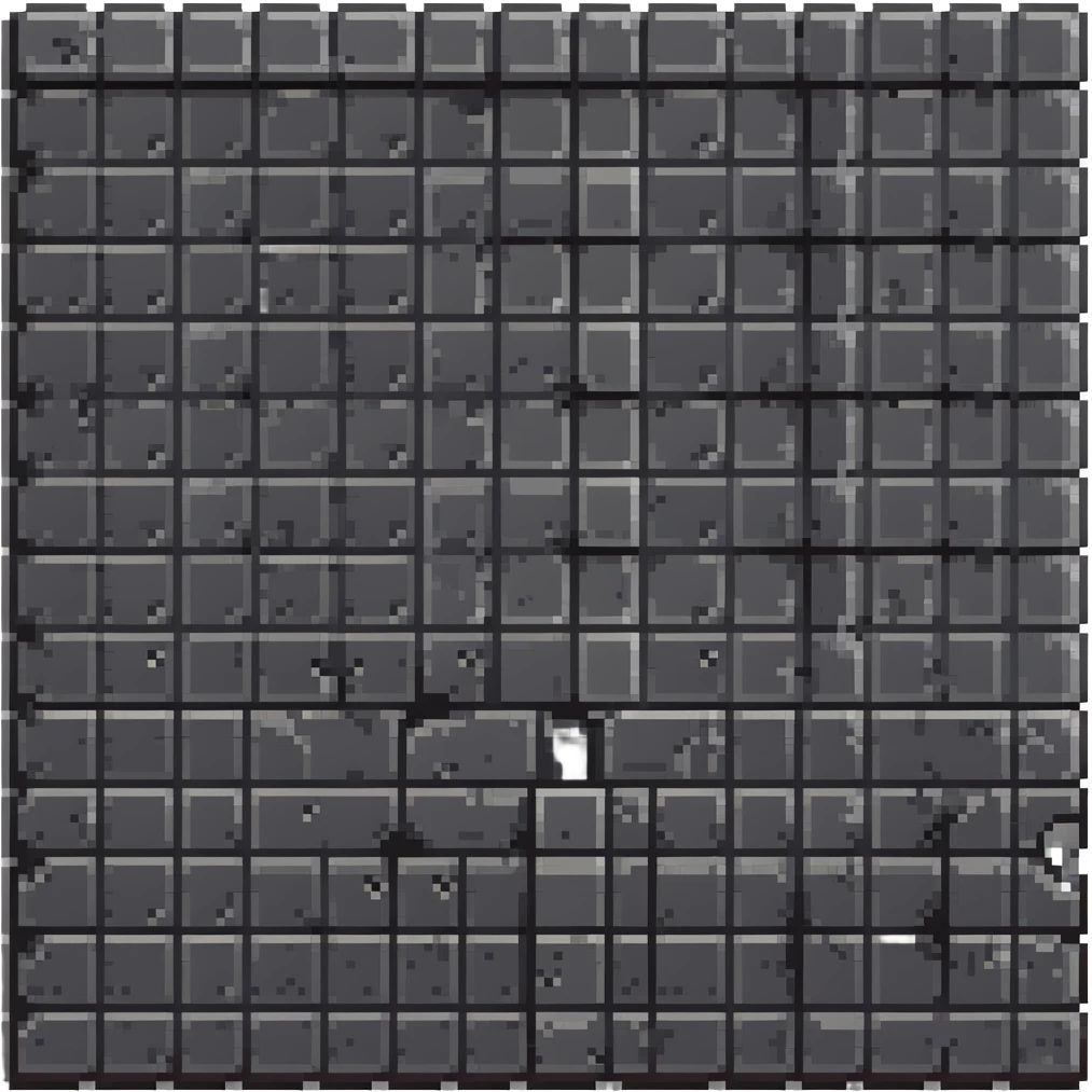 solid metal industrial wall with rivets in corners, dark gray with metallic highlights, 32x32 pixel art game tile that looks indestructible emoji