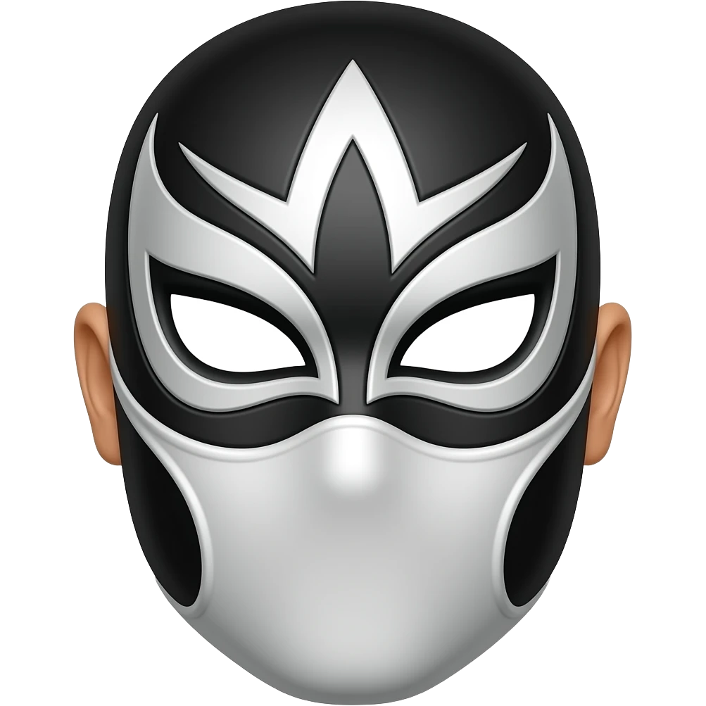 Make a rey mysterio mask black and white cover mouth area with that mask emoji