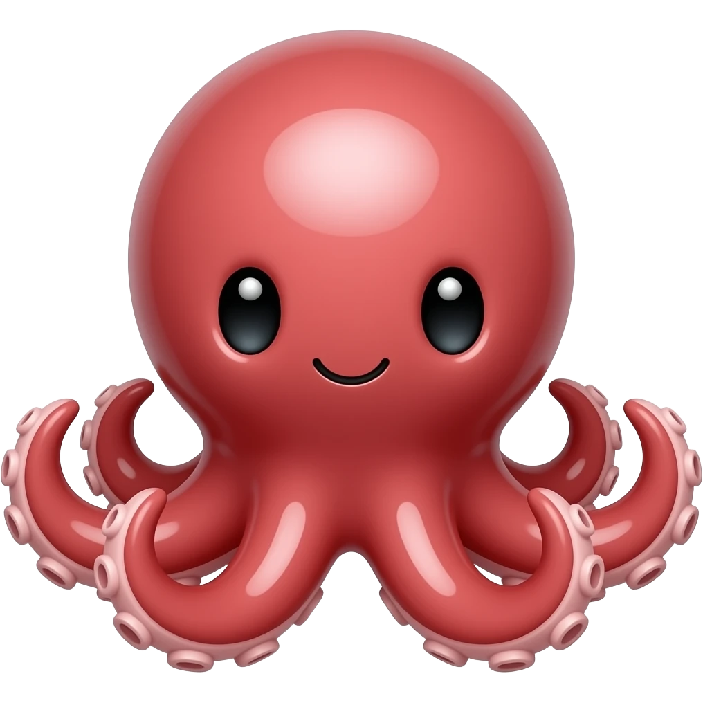 Cute octopus cartoon without eyes glossy emoji