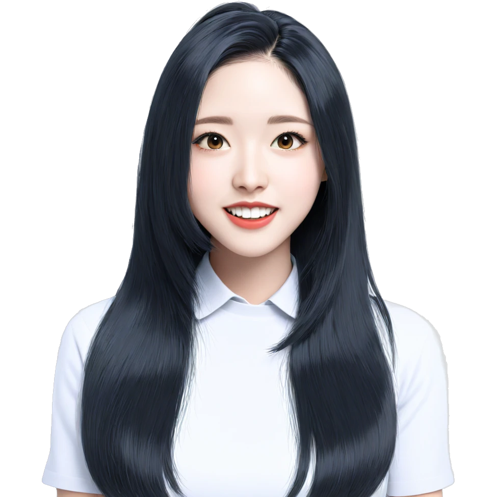 smiling girl with black hair emoji
