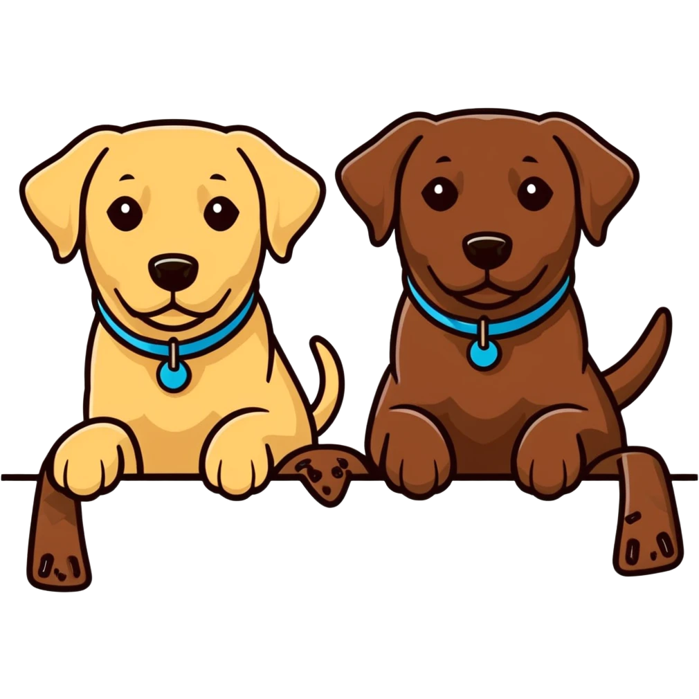 Black lab and chocolate lab hanging out emoji