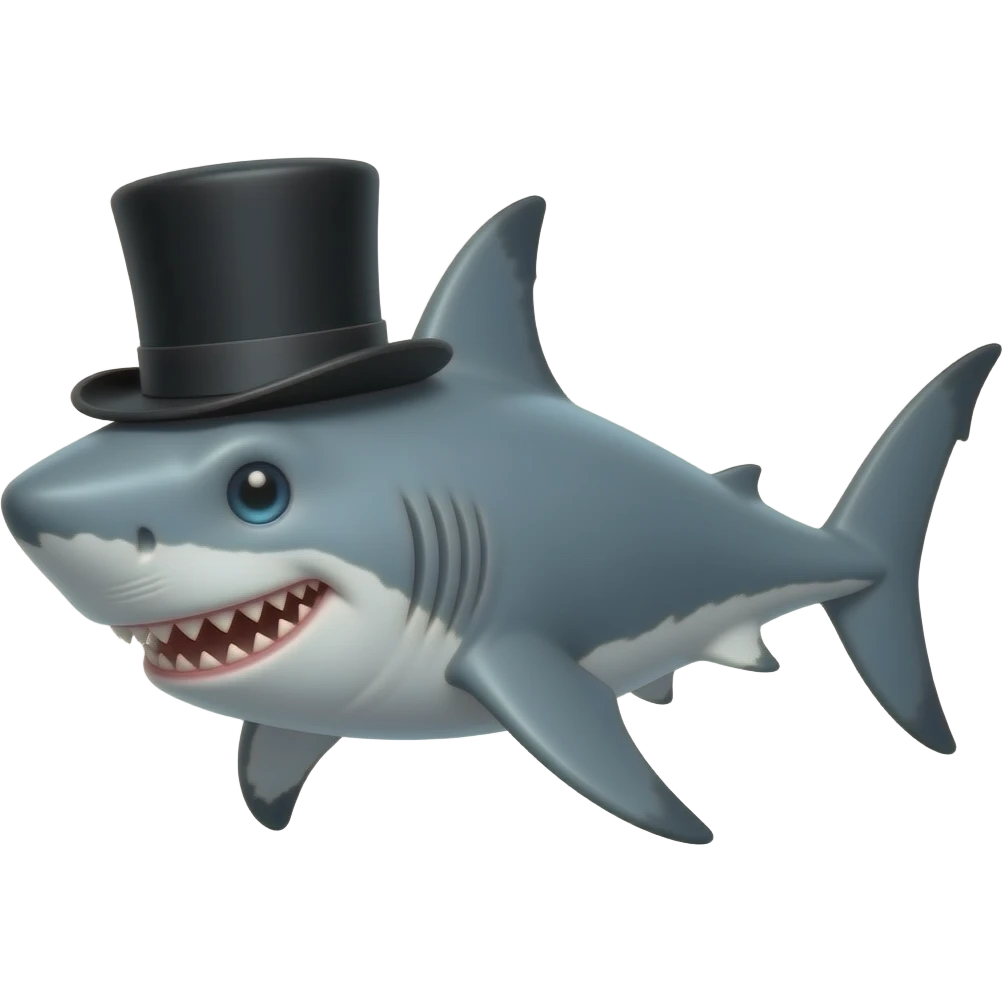 Shark with a top hat emoji