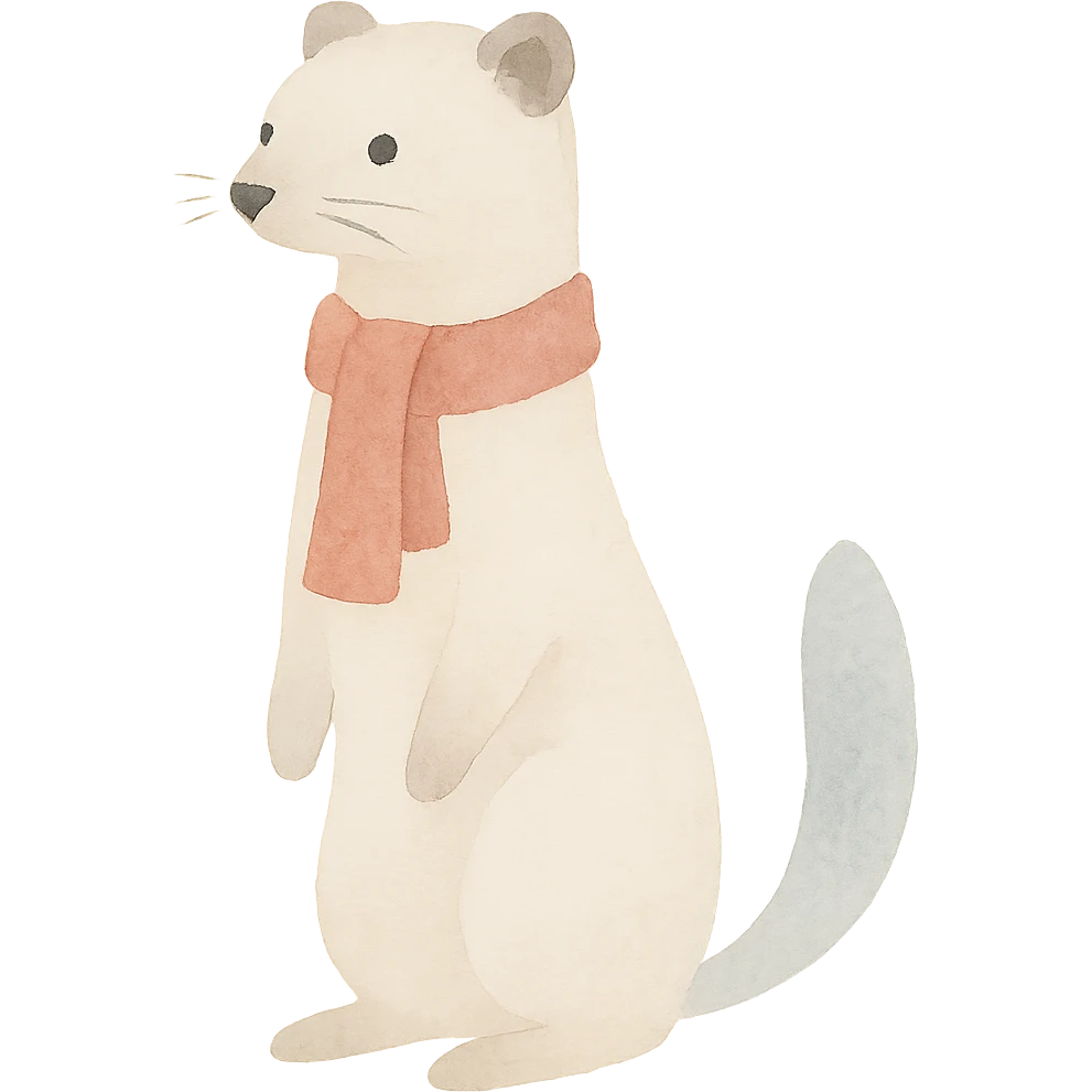 une hermine avec une écharpe emoji