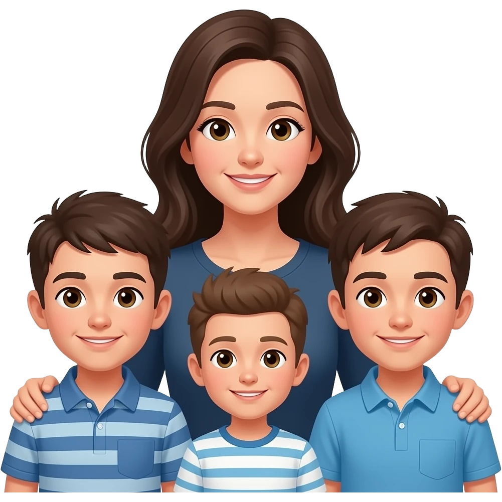 Mom and 3 sons emoji