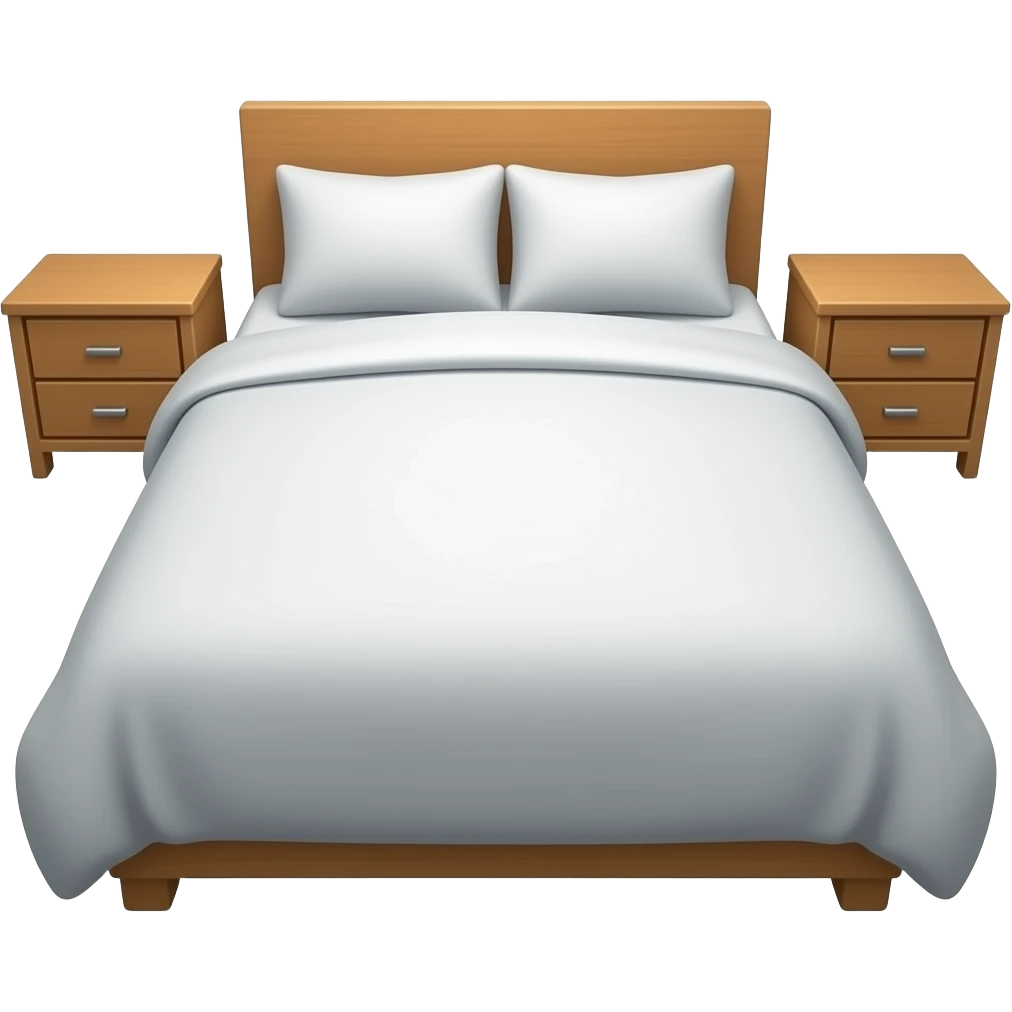 white bed cover and nightstands emoji