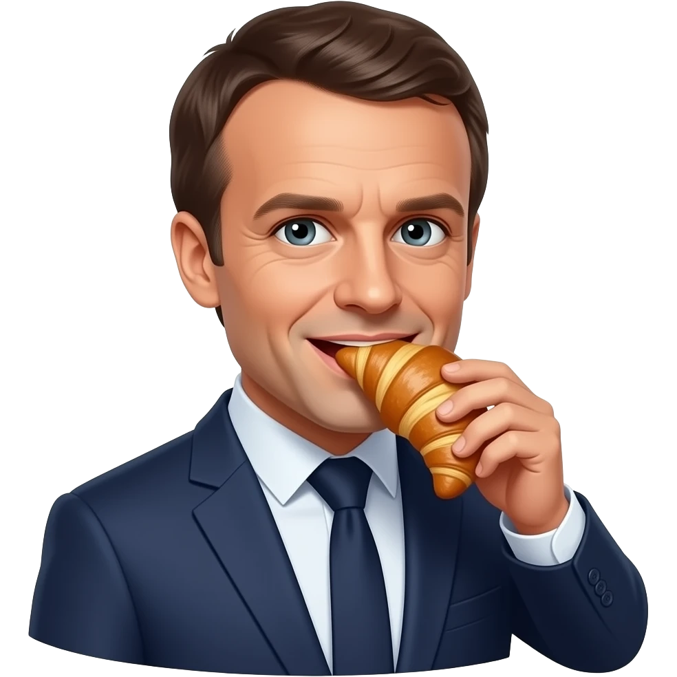 Emmanuel Macron eat croissant emoji