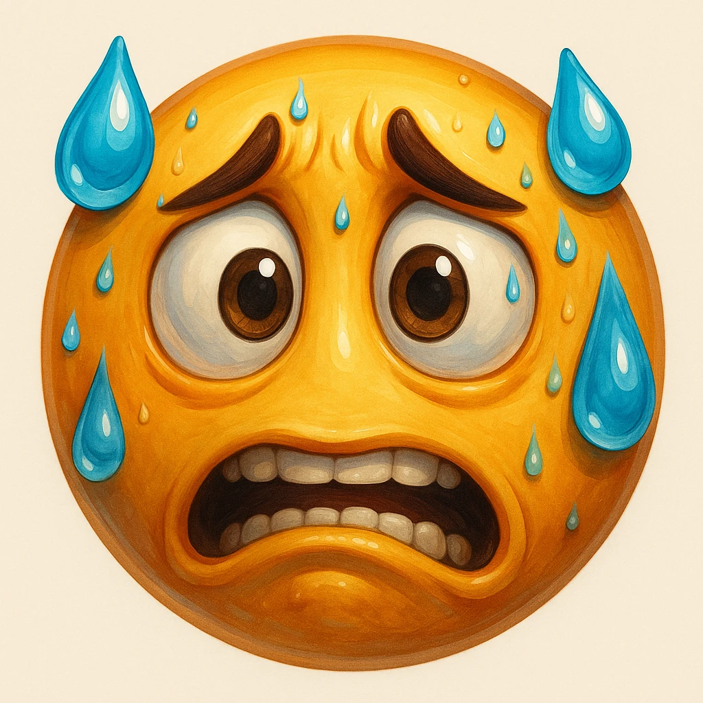nervous emoji face, expressive, detailed, digital art emoji