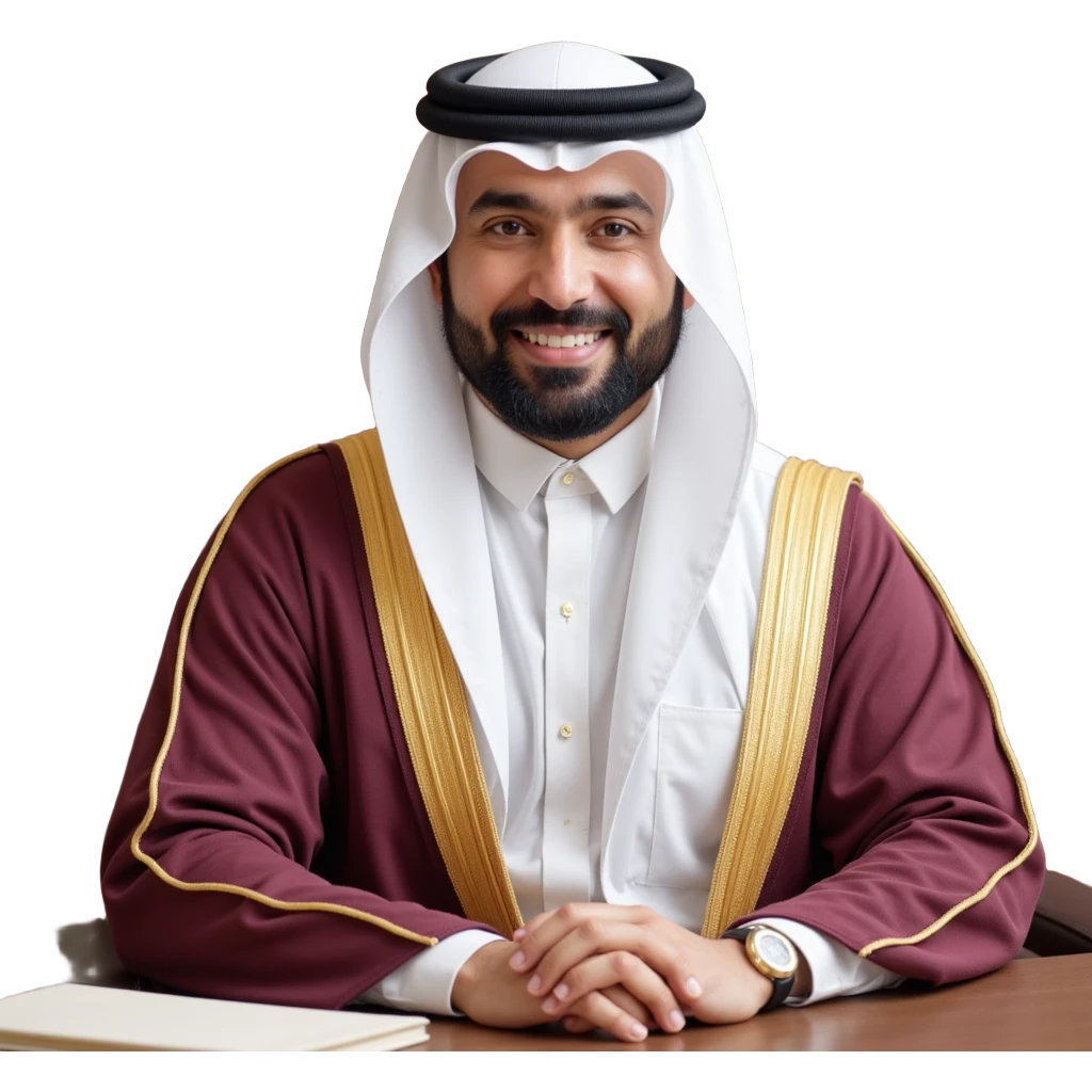 The Emir of Qatar in his traditional dress in office

 emoji