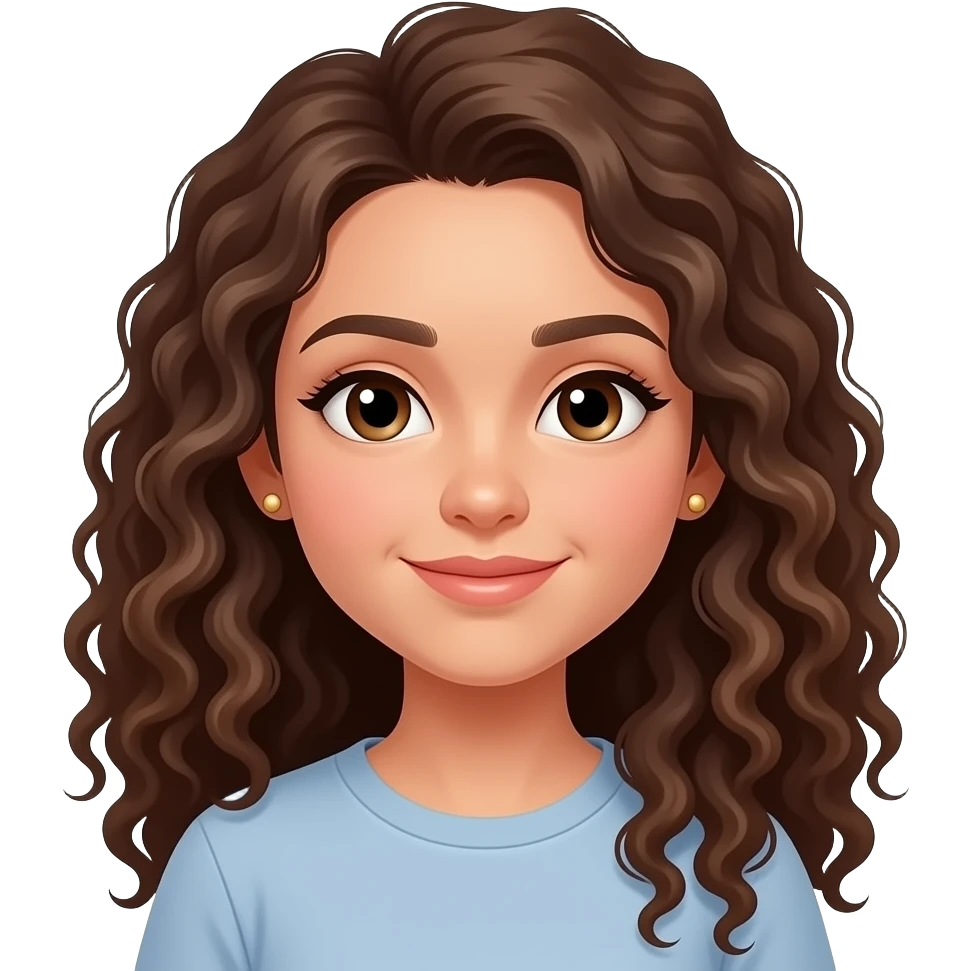 young student long hair curly and small gold stud earrings emoji