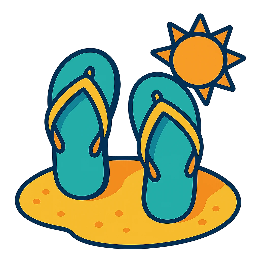 summer flip flops on sand relaxed sunny style emoji