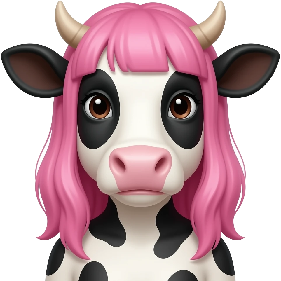 Cow lady with pink hair emoji