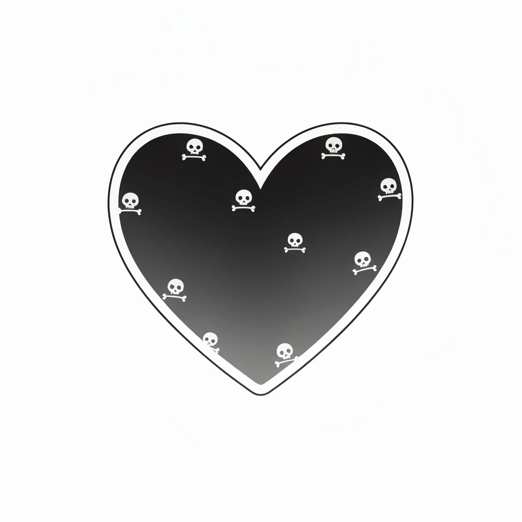 goth heart sticker, cute, expressive, minimal emoji