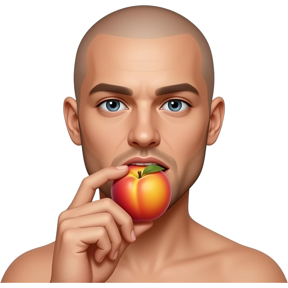 Bald man sucking 🍑 sexily emoji