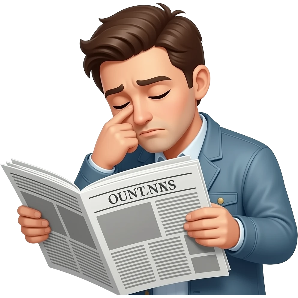 a person who nods off while reading a newspaper emoji