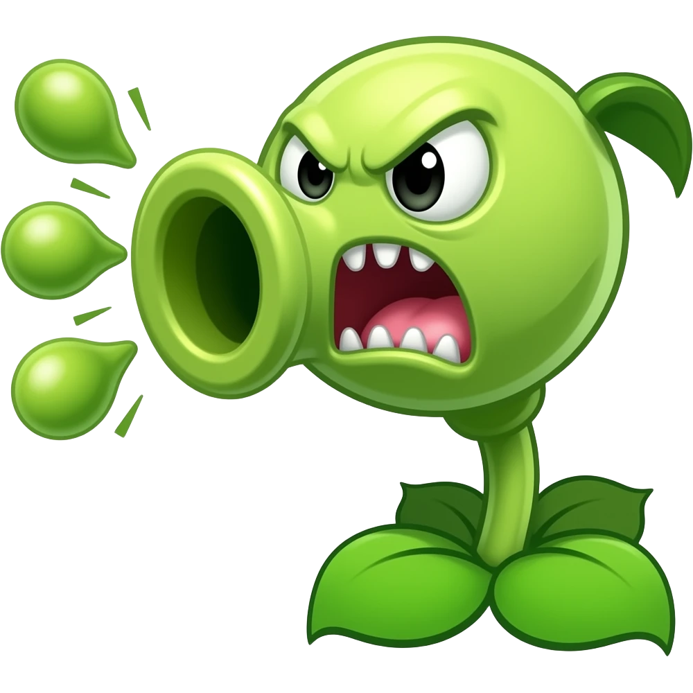 angry peashooter shooting peas emoji