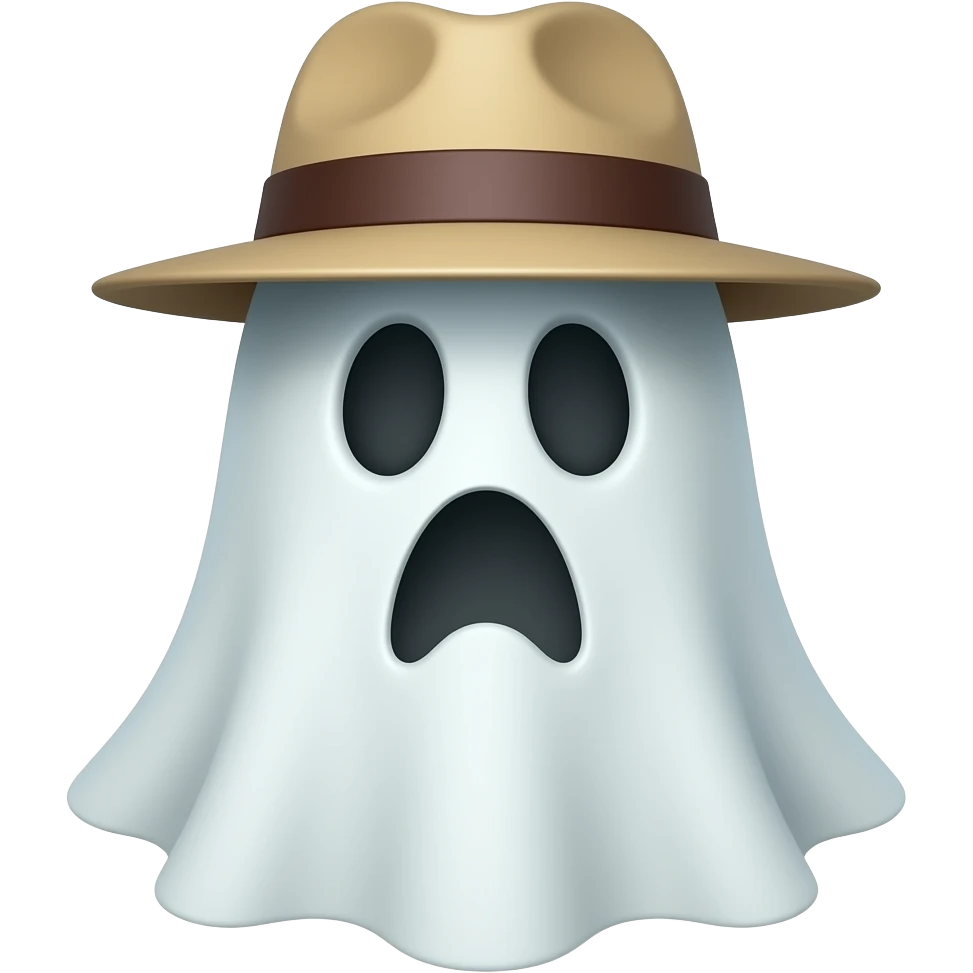Ghost wearing a hat to pretending as a human emoji