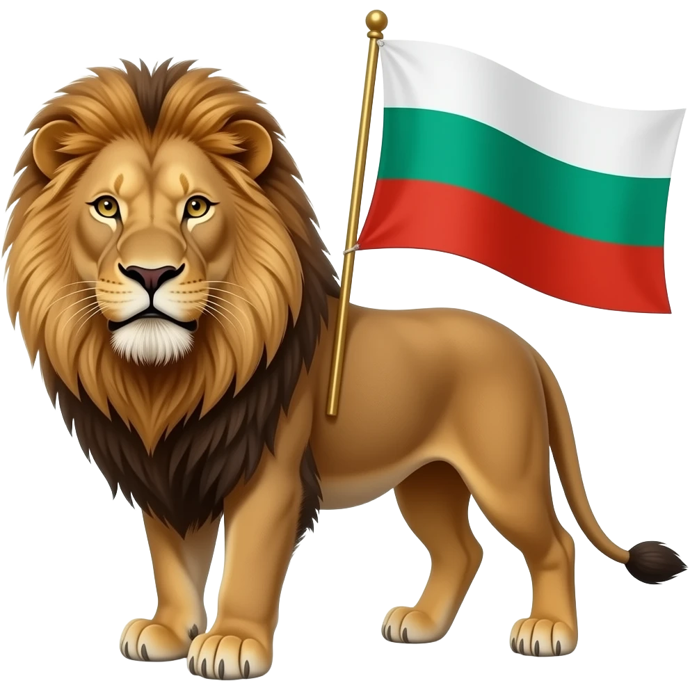 Lion with the Bulgarian flag, mas realista emoji