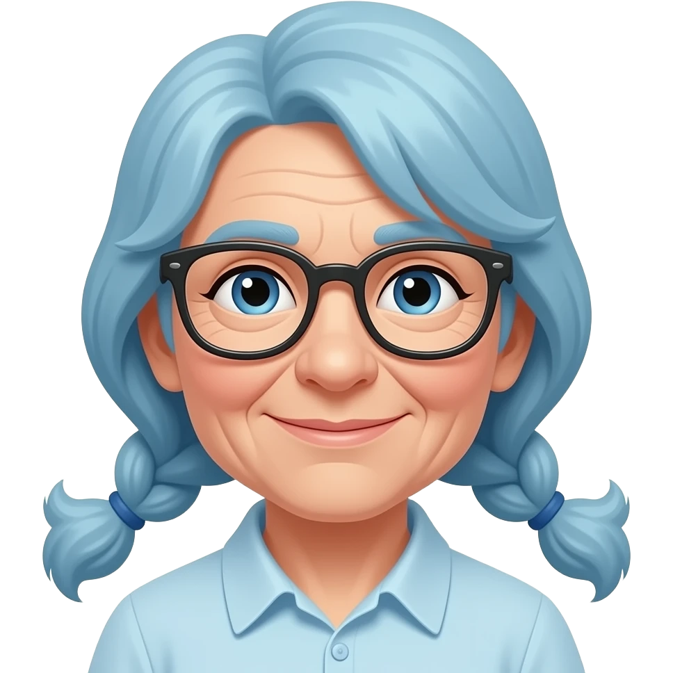 old grany with blue hairs and wear glasses emoji