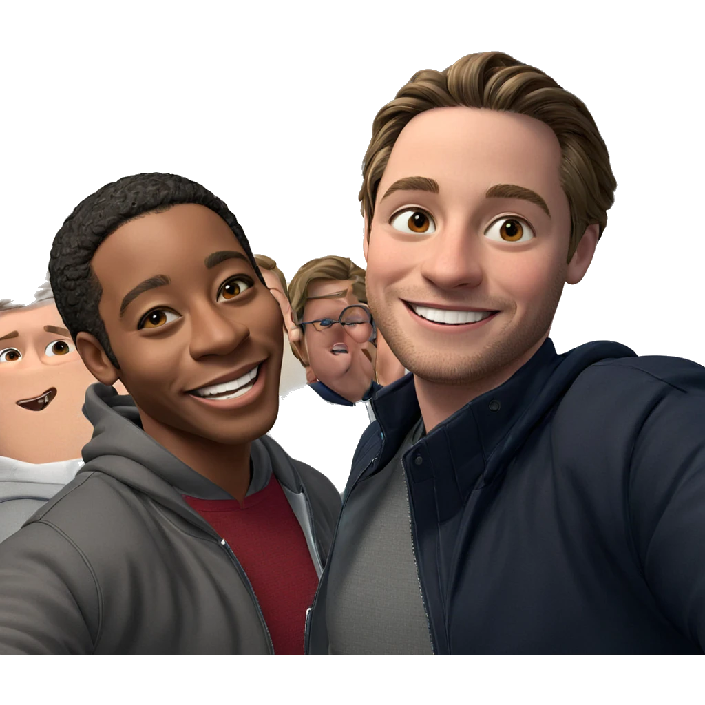 boys smiling in jackets emoji