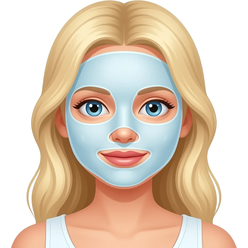 Garota branca loira usando mascara de hidratação labial emoji