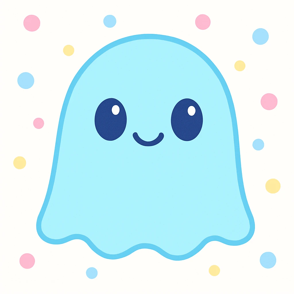 a cute ghost, smiling, rounded shape, cartoon style, plain background emoji