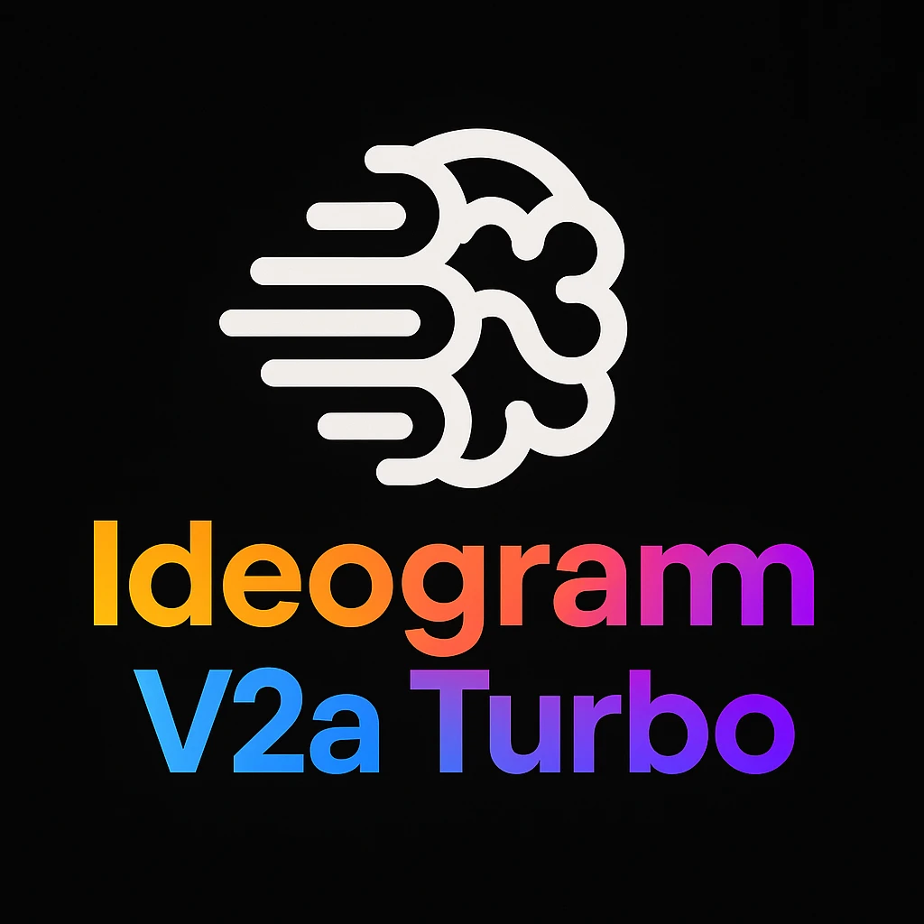 make a colorful text of "Ideogram V2a Turbo", black background, add this logo too emoji
