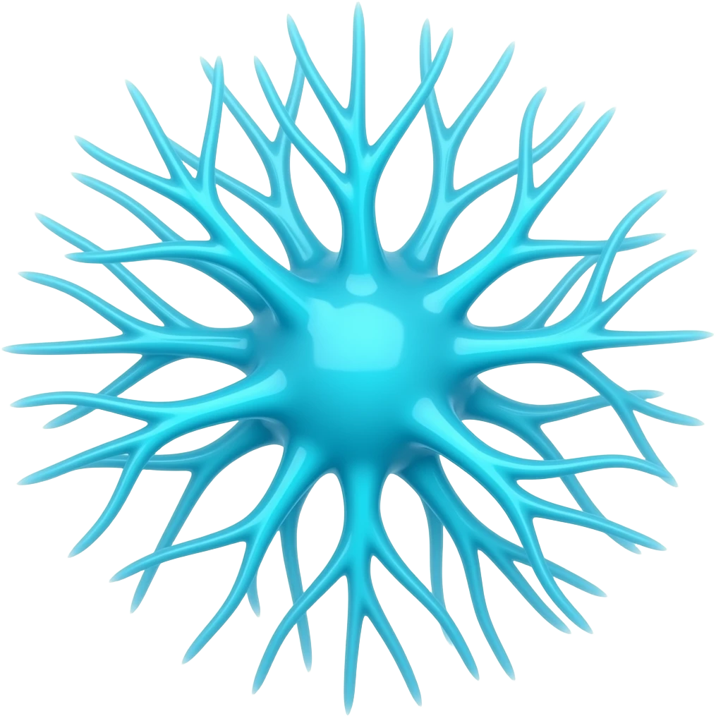 a turquoise blue nerve cell emoji
