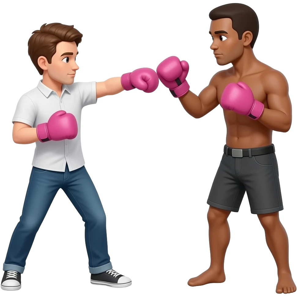 Pink boxing gloves punch brown male emoji