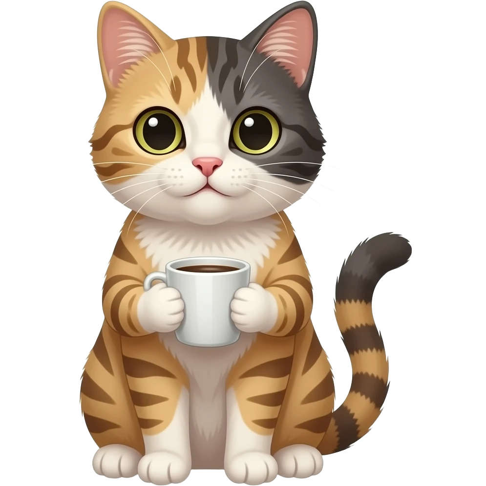 Cat with coffee emoji