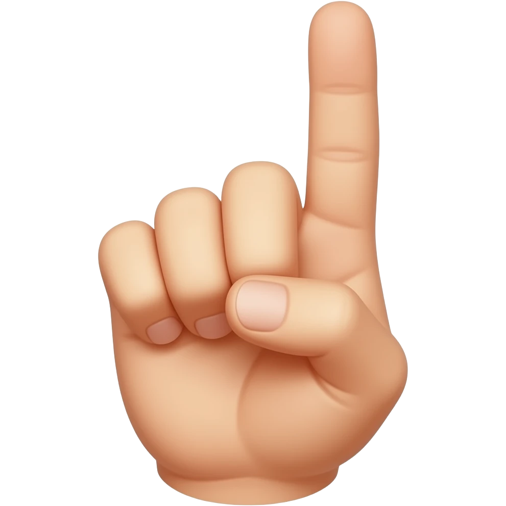 Hand met opgestoken middelvinger die maar half zo lang is. Een hand heeft vijf vingers, de middelste staat omhoog. En nu is de middelvinger maar half zo lagn emoji