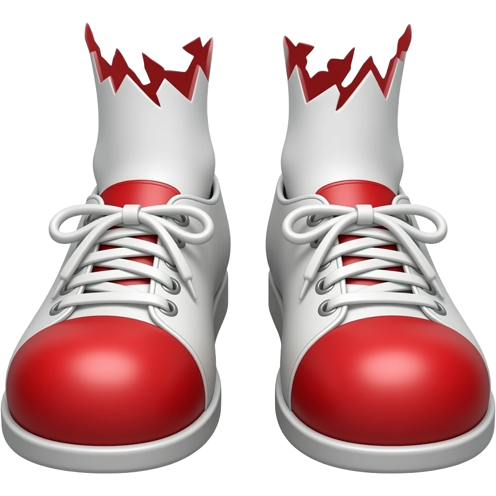 White feet with red toenails ripping of clown shoes emoji