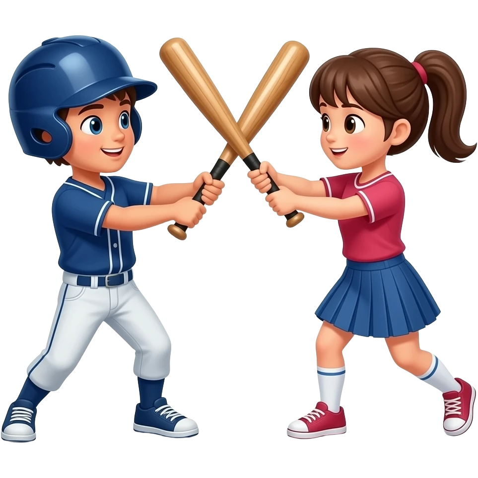 a boy and a girl beating each other up  with bats emoji
